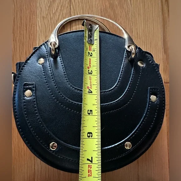 Cute pixie bag w/faux leather & suede w/gold tone studs, handles, & long strap - Picture 6 of 9